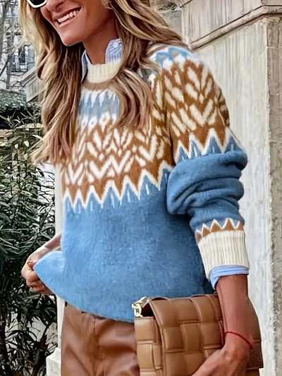 Gemütlicher Fair Isle Pullover mit hohem Halsausschnitt