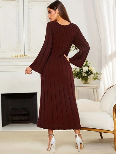 Elegantes Langarm-Strickkleid für Damen – Rundhalsausschnitt, figurbetonte Passform