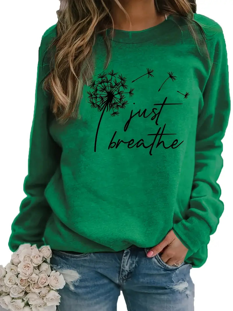 Gemütlicher Löwenzahntraum Sweatshirt mit Slogan-Print