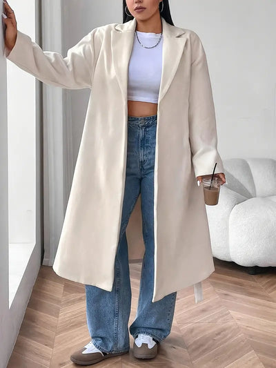 Plus Size Damen Casual Reverskragen Mantel mit Gürtel