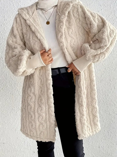 Klassische offene Teddyjacke - gemütlicher einfarbiger Winter