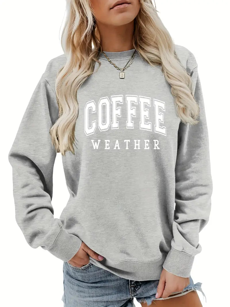 Espresso selber machen – Lässiges, lockeres Sweatshirt mit Kaffeebuchstaben