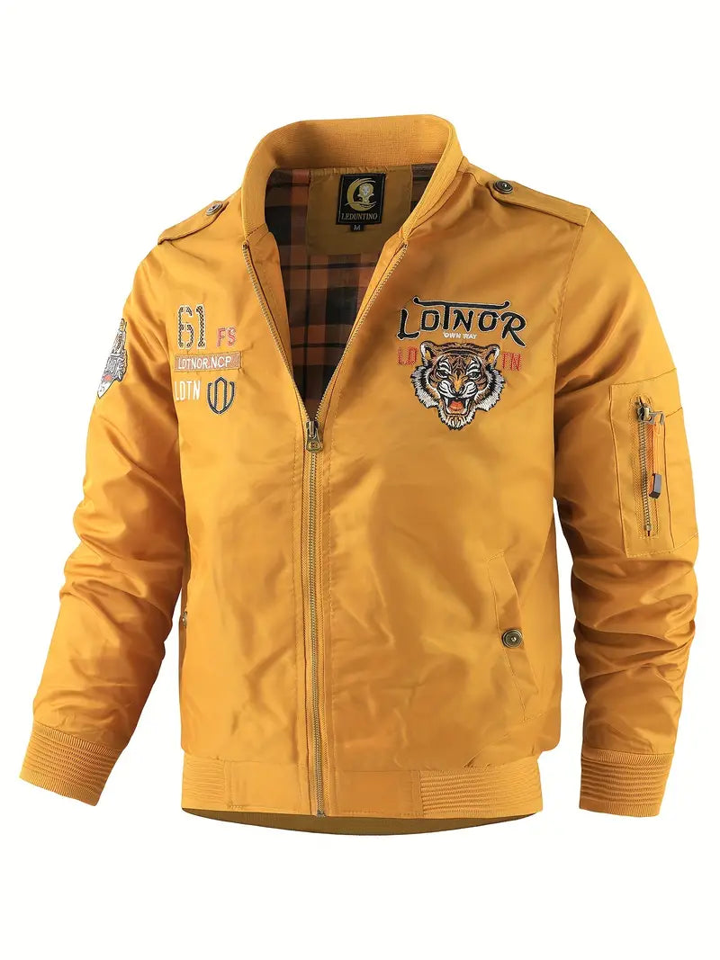 Bomberjacke mit Reißverschluss und Tiger King-Stickerei