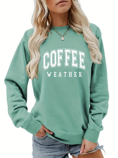 Espresso selber machen – Lässiges, lockeres Sweatshirt mit Kaffeebuchstaben