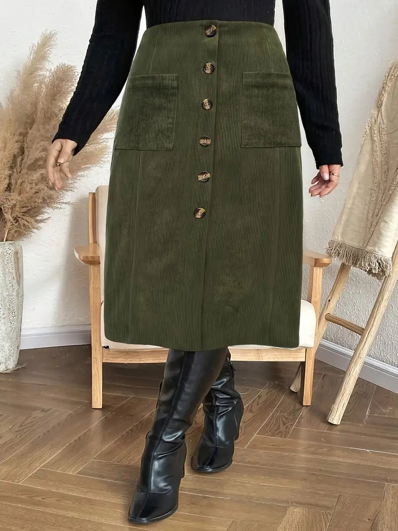 Eleganter Winterrock aus Polyester für Frauen - einfarbig, gewebt