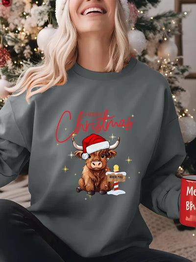 Frohe Weihnachten Sweatshirt mit Rundhalsausschnitt für Frauen - Casual Polyester