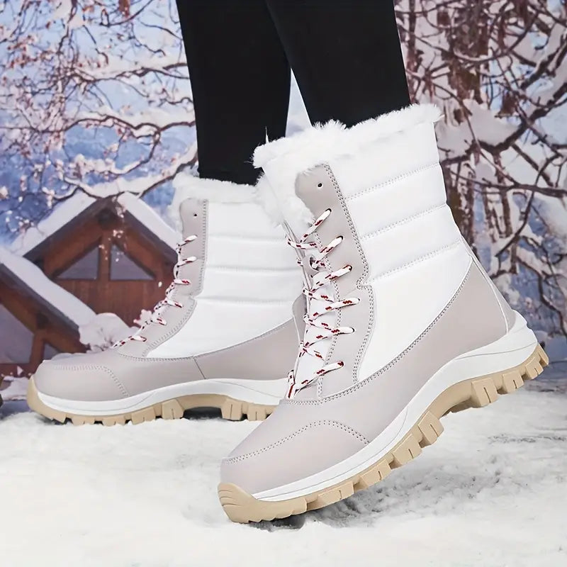 Wasserdichte, rutschfeste und verschleißfeste verdickte Schneestiefel für Frauen