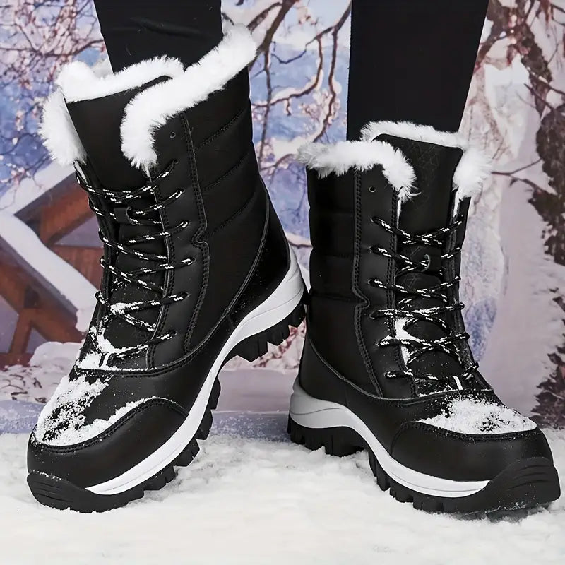 Wasserdichte, rutschfeste und verschleißfeste verdickte Schneestiefel für Frauen