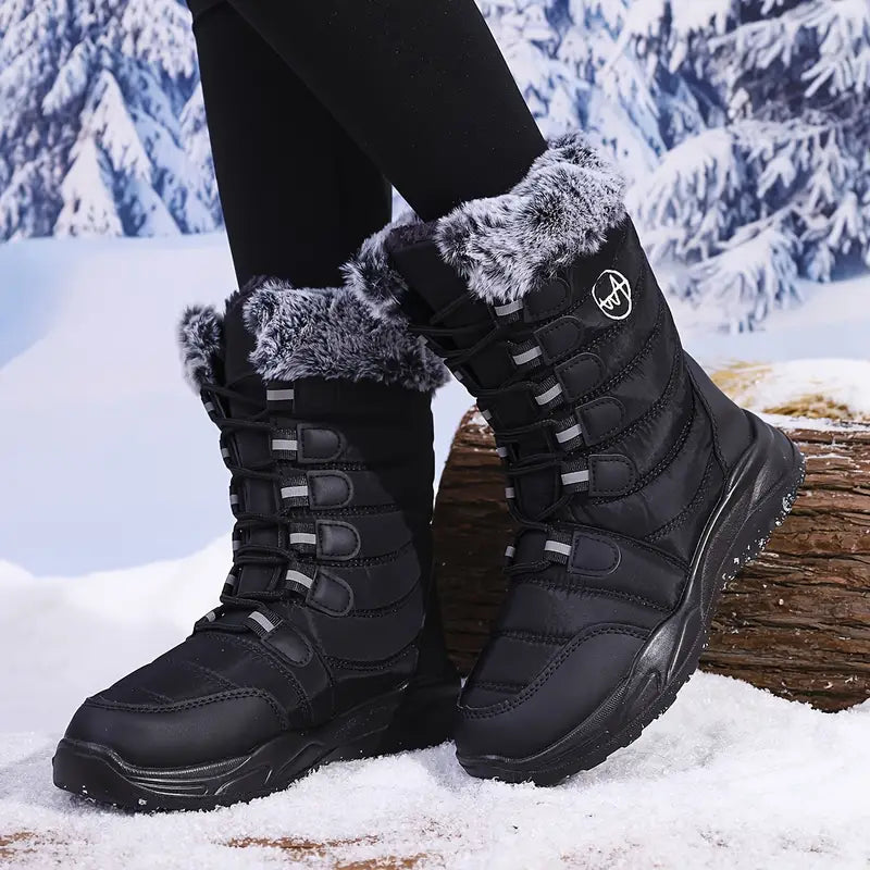 Wasserdichte, rutschfeste High-Top-Schneestiefel für Frauen im mittleren Bereich