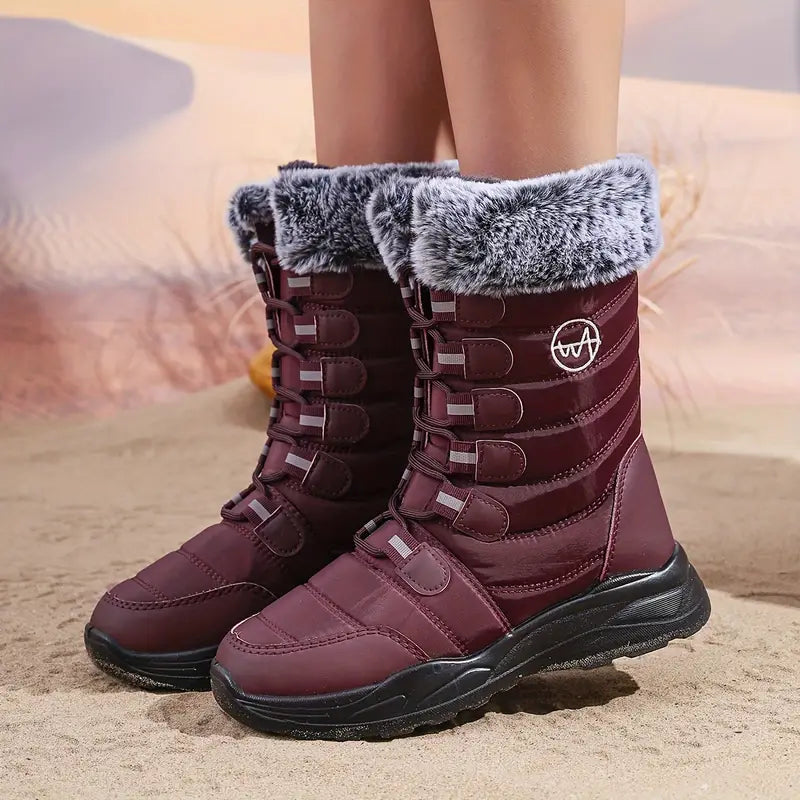 Wasserdichte, rutschfeste High-Top-Schneestiefel für Frauen im mittleren Bereich