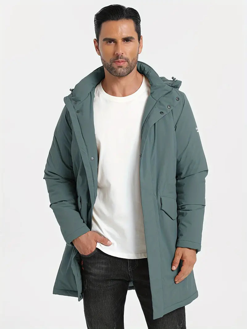 Oakspirit Herren Long Hooded Jacket Mantel, wasserabweisend