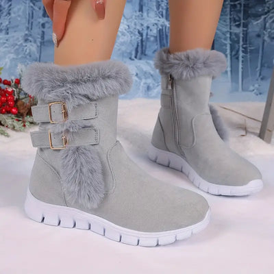 Damen Winter Schneestiefel - Mid-Calf Fleece gefüttert Baumwolle Schuhe