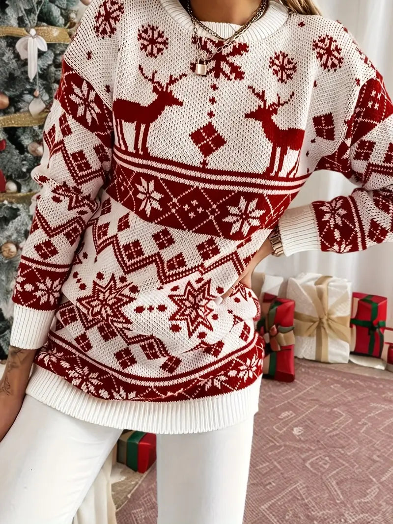 Festlicher Weihnachtspullover: Langärmeliger Strickpullover