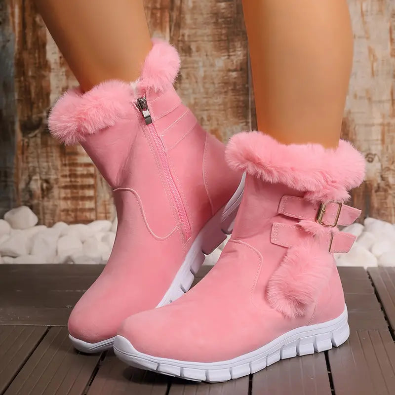 Winter-Schneestiefel für Damen - kuschelig mit Fleece gefüttert, dicke Sohle