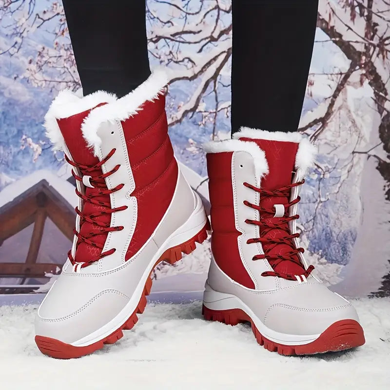 Wasserdichte, rutschfeste und verschleißfeste verdickte Schneestiefel für Frauen