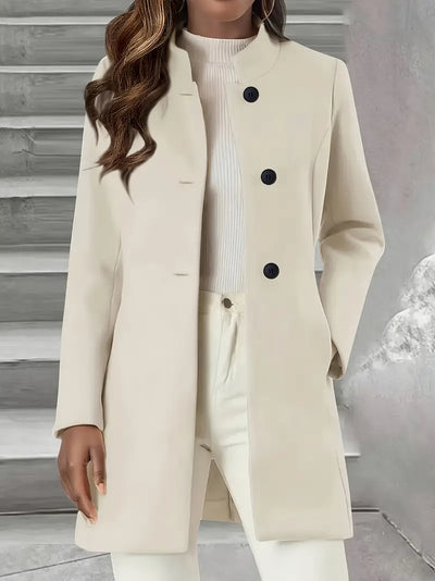 Eleganter langärmeliger mittellanger Trenchcoat für Frauen