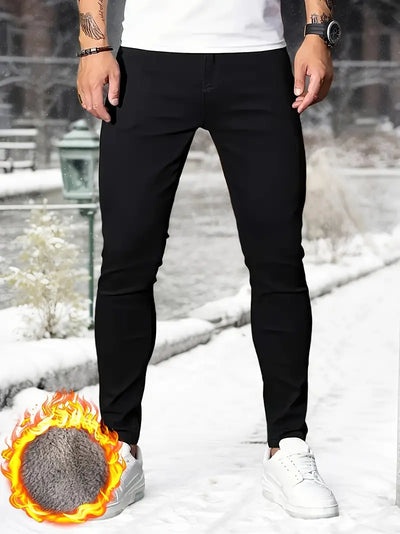 Warme Schmale Jeans mit Frostschild-Design für Herren