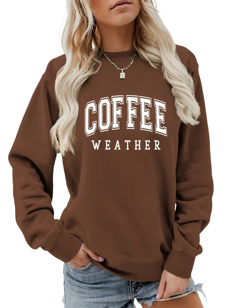 Espresso selber machen – Lässiges, lockeres Sweatshirt mit Kaffeebuchstaben