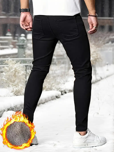 Warme Schmale Jeans mit Frostschild-Design für Herren